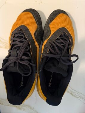 adidas Men's Orange and Black Mesh Lace-Up Sneakers